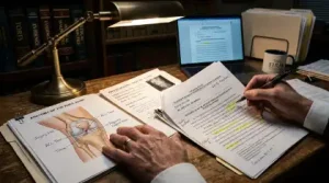 Hands reviewing medical