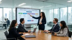 Attorney discussing tech flowchart