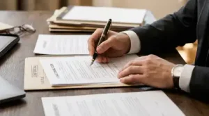 Attorney reviewing legal documents